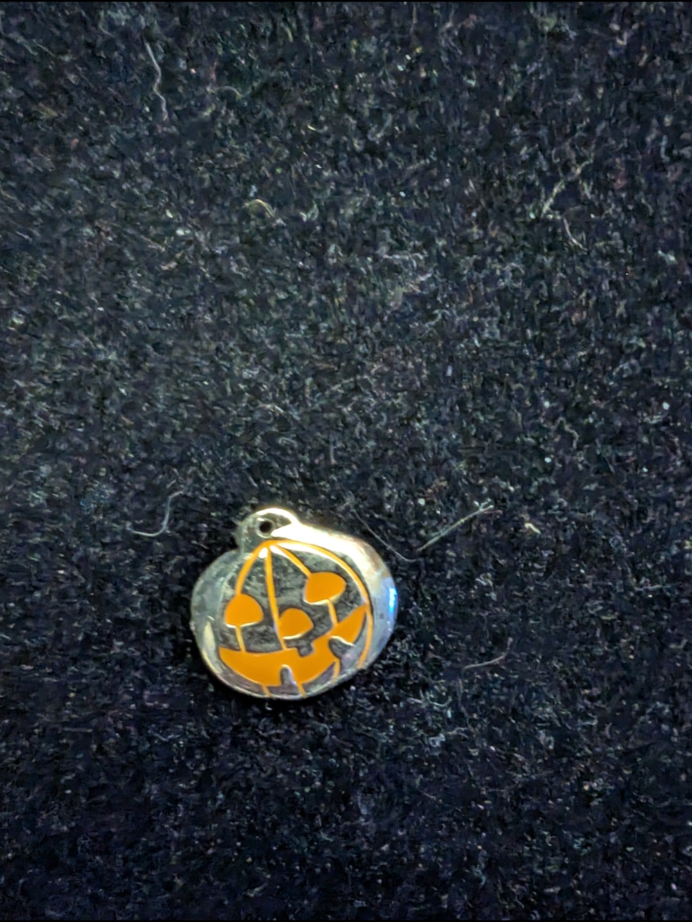 Silver Halloween Pumpkin Charm with Orange Enamel